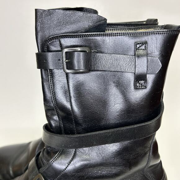 Vintage Dehner\'s Tanker Omaha Black Leather Strap Buckle Moto Boots Sz 8.5 Men\'s main image 8